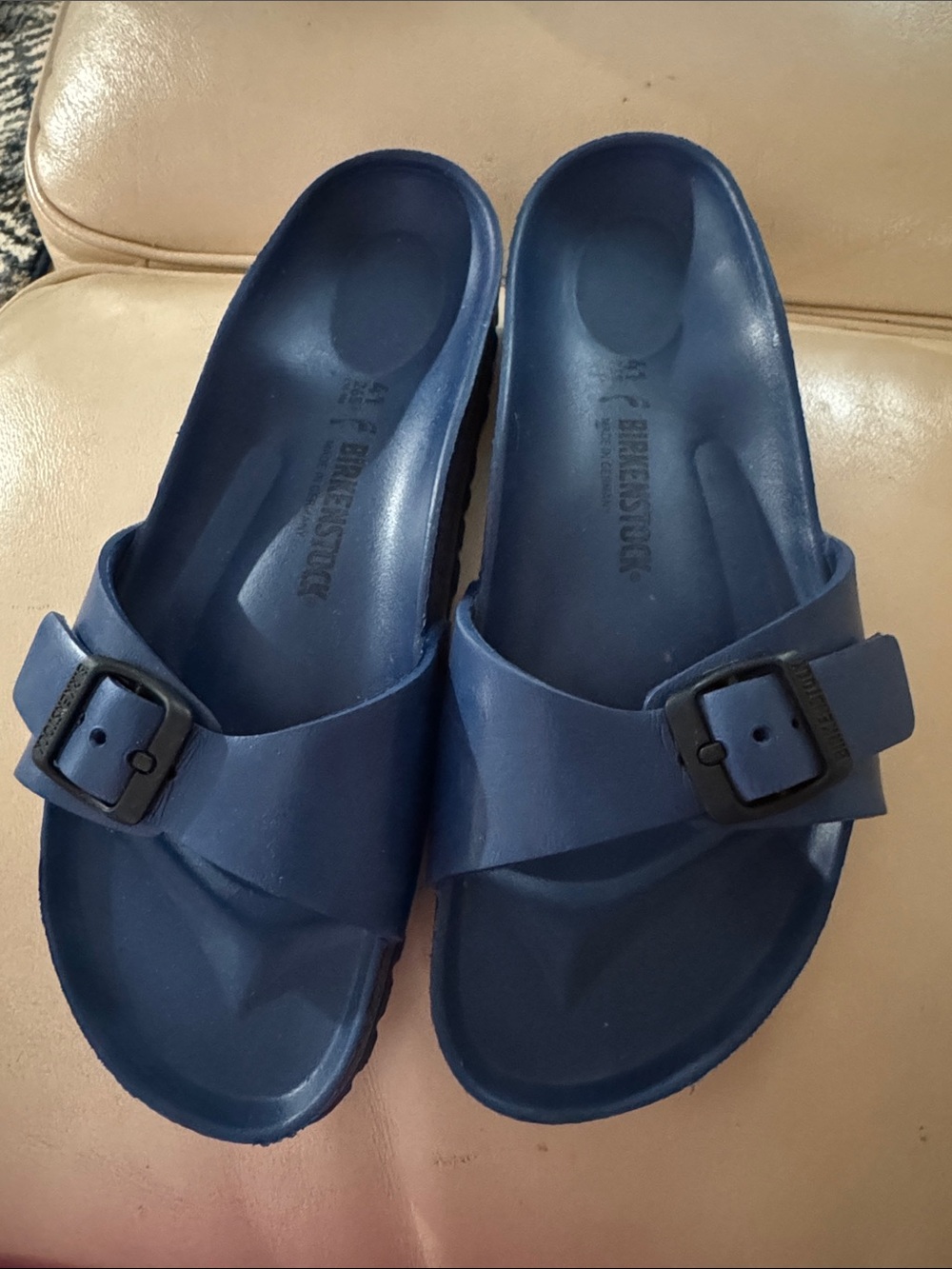 Birkenstock Women’s Navy Blue Slide Sandals with Buckle